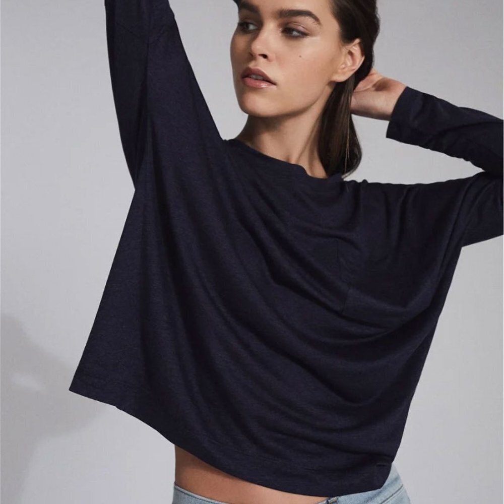 Reiss Melange Coraline Fine Jersey Long Sleeved T-Shirt NWT